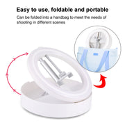 PULUZ 10.2 inch 26cm USB 3 Modes Dimmable Dual Color Temperature LED Curved  Ring Vlogging Selfie Photography Video Lights with Bluetooth Remote Shutter & Folding Desktop Holder & Phone Clamp(White)