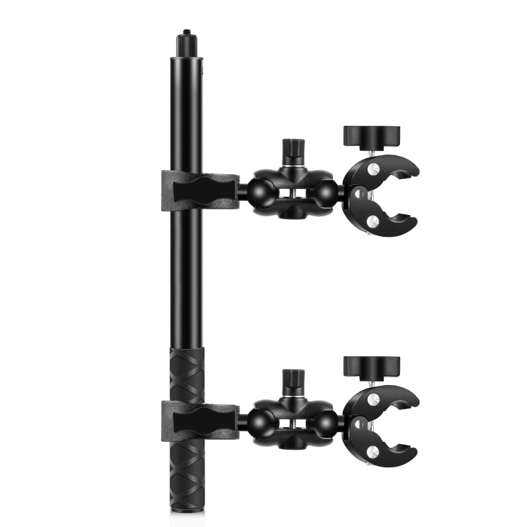 PULUZ Cycling Quick Release Bracket with 150cm Selfie Stick Set, Double Dual-heads Crabs Clamps Handlebar Fixed Mount (Black) - free shipping - PMC TechLife - Order now!