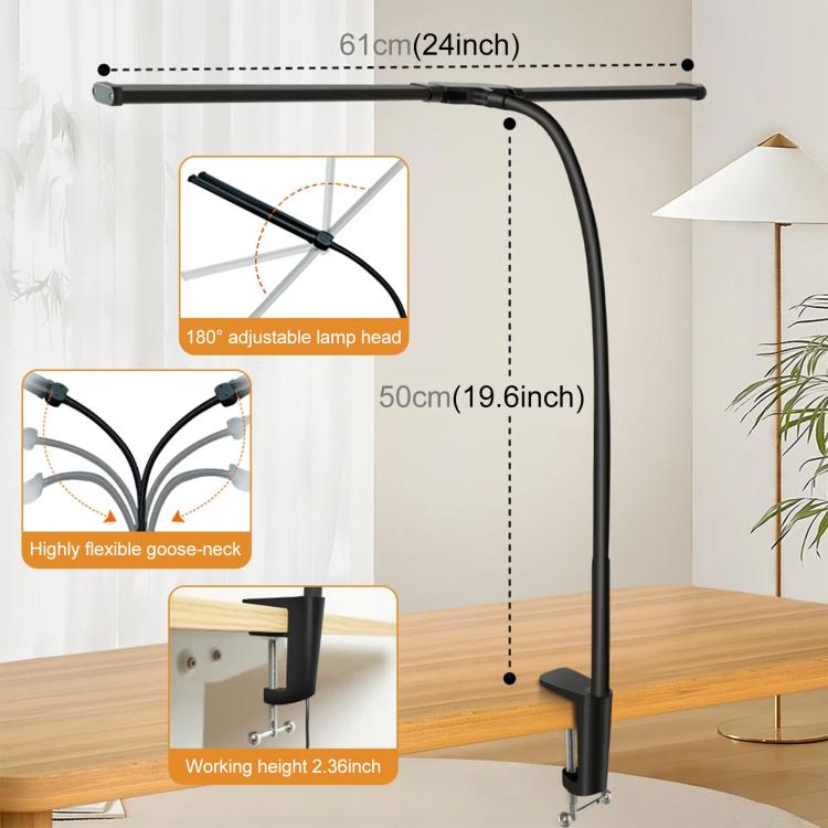 PULUZ Gooseneck Tube LED Fill Light Double Head Clip Desk Lamp (Black) - free shipping - PMC Jewellery - Order now!