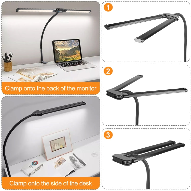 PULUZ Gooseneck Tube LED Fill Light Double Head Clip Desk Lamp (Black) - free shipping - PMC Jewellery - Order now!