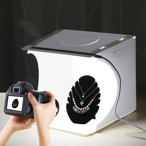 PULUZ 20cm Folding Portable 550LM Light Photo Lighting Studio Shooting Tent Box Kit with 6 Colors Backdrops (Black, White, Yellow, Red, Green, Blue), Unfold Size: 24cm x 23cm x 23cm