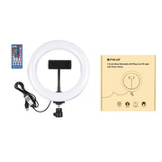 PULUZ 7.9 inch 20cm USB RGB Dimmable LED Dual Color Temperature LED Curved Light Ring Vlogging Selfie Photography Video Lights with Phone Clamp(Black)