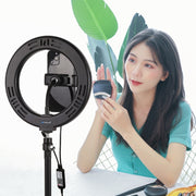 PULUZ 7.9 inch 20cm USB RGB Dimmable LED Dual Color Temperature LED Curved Light Ring Vlogging Selfie Photography Video Lights with Phone Clamp(Black)