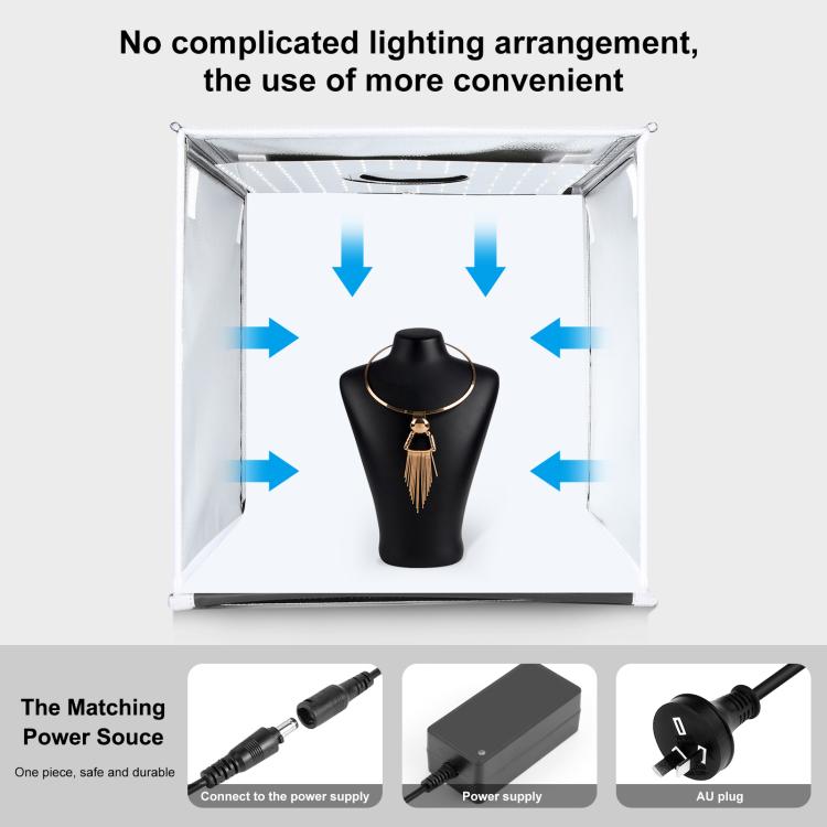 PULUZ 40cm Folding Portable White Light Dimmable Photo Lighting Studio Shooting Tent Box Kit with 6 Colors (Black, Orange, White, Red, Green, Blue) Backdrops(AU Plug)