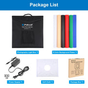 PULUZ 40cm Folding Portable White Light Dimmable Photo Lighting Studio Shooting Tent Box Kit with 6 Colors (Black, Orange, White, Red, Green, Blue) Backdrops(US Plug)