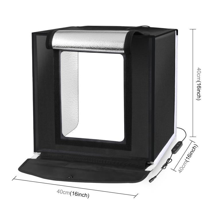 PULUZ 40cm Folding Portable White Light Dimmable Photo Lighting Studio Shooting Tent Box Kit with 6 Colors (Black, Orange, White, Red, Green, Blue) Backdrops(US Plug)