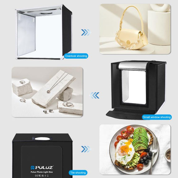 PULUZ 40cm Folding Portable White Light Dimmable Photo Lighting Studio Shooting Tent Box Kit with 6 Colors (Black, Orange, White, Red, Green, Blue) Backdrops(US Plug)
