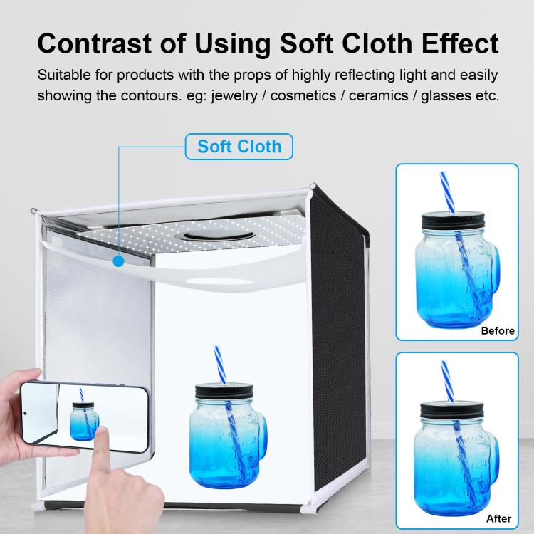 PULUZ 40cm Folding Portable White Light Dimmable Photo Lighting Studio Shooting Tent Box Kit with 6 Colors (Black, Orange, White, Red, Green, Blue) Backdrops(US Plug) - free shipping - PMC TechLife - Order now!