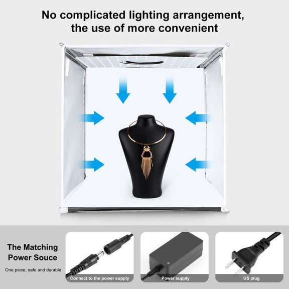 PULUZ 40cm Folding Portable White Light Dimmable Photo Lighting Studio Shooting Tent Box Kit with 6 Colors (Black, Orange, White, Red, Green, Blue) Backdrops(US Plug)