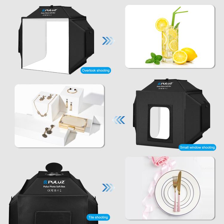 PULUZ 40cm Folding 72W 5500K Studio Shooting Tent Soft Box Photography Lighting Kit with 4 Colors (Black, Orange, White, Green) Backdrops(EU Plug)