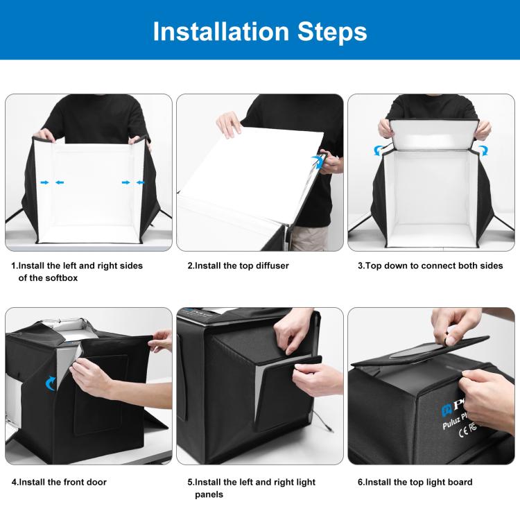 PULUZ 40cm Folding 72W 5500K Studio Shooting Tent Soft Box Photography Lighting Kit with 4 Colors (Black, Orange, White, Green) Backdrops(UK Plug) - free shipping - PMC TechLife - Order now!