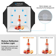 PULUZ 40cm Folding 72W 5500K Studio Shooting Tent Soft Box Photography Lighting Kit with 4 Colors (Black, Orange, White, Green) Backdrops(UK Plug)