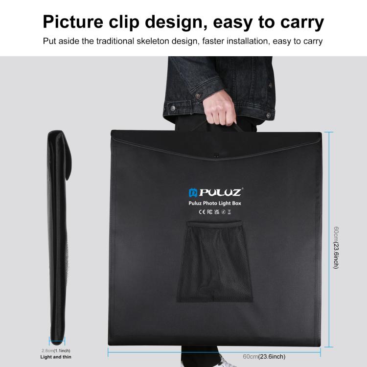 PULUZ Photo Studio Light Box Portable 60 x 60 x 60 cm Light Tent LED 5500K White Light Dimmable Mini 36W Photography Studio Tent Kit with 6 Removable Backdrops (Black Orange White Green Blue Red)(UK Plug) - free shipping - PMC Jewellery - Order now!