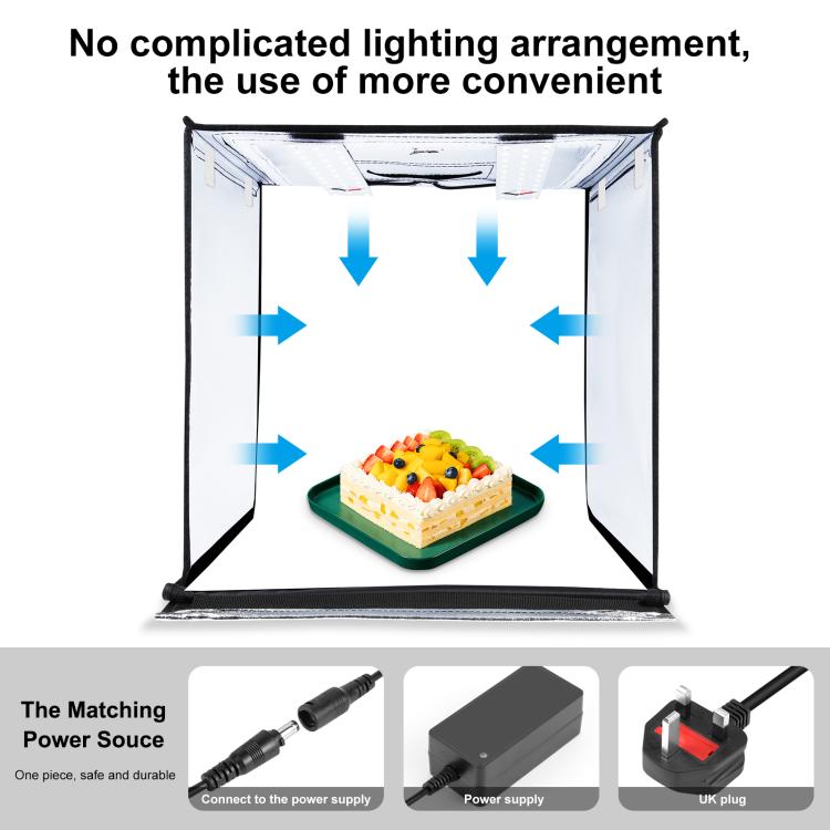 PULUZ Photo Studio Light Box Portable 60 x 60 x 60 cm Light Tent LED 5500K White Light Dimmable Mini 36W Photography Studio Tent Kit with 6 Removable Backdrops (Black Orange White Green Blue Red)(UK Plug) - free shipping - PMC Jewellery - Order now!