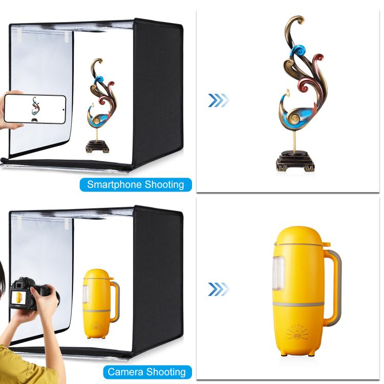 PULUZ Photo Studio Light Box Portable 60 x 60 x 60 cm Light Tent LED 5500K White Light Dimmable Mini 36W Photography Studio Tent Kit with 6 Removable Backdrops (Black Orange White Green Blue Red)(UK Plug) - free shipping - PMC Jewellery - Order now!