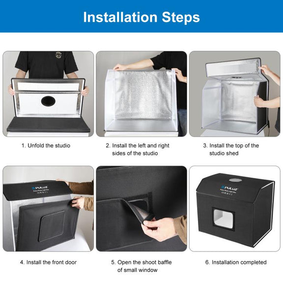 PULUZ Photo Studio Light Box Portable 60 x 40cm Cuboid Photography Studio Tent Kit with 4 Color Backdrops (EU Plug)