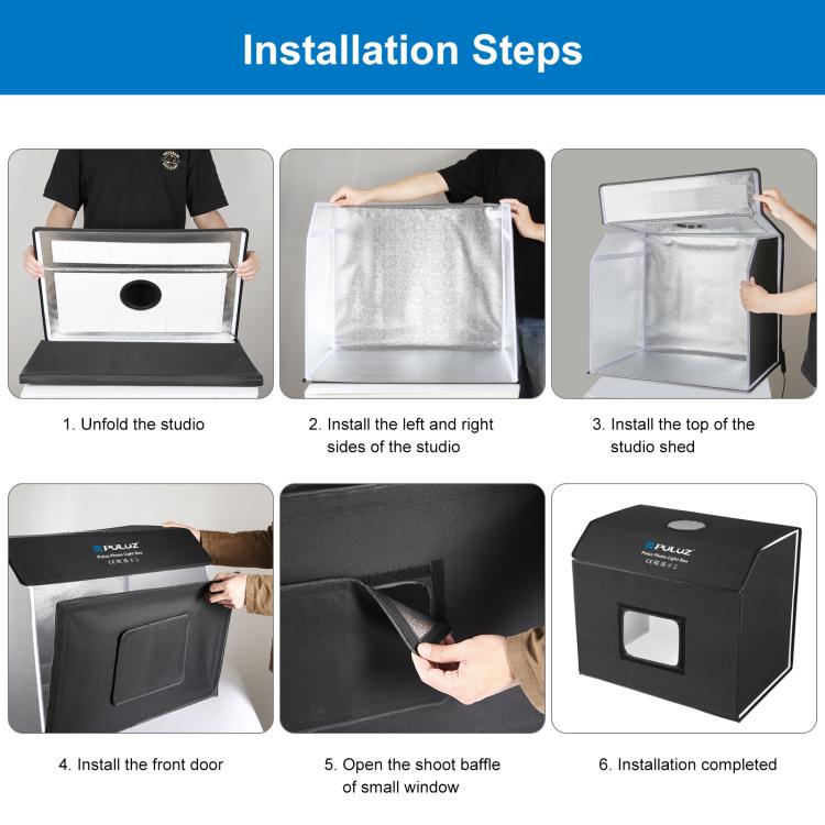 PULUZ Photo Studio Light Box Portable 60 x 40cm Cuboid Photography Studio Tent Kit with 4 Color Backdrops (EU Plug)