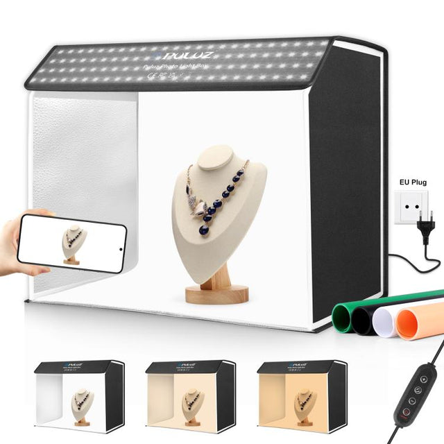PULUZ Photo Studio Light Box Portable 60 x 40cm Cuboid Photography Studio Tent Kit with 4 Color Backdrops (EU Plug)