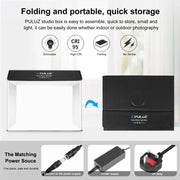 PULUZ Photo Studio Light Box Portable 60 x 40cm Cuboid Photography Studio Tent Kit with 4 Color Backdrops (UK Plug)