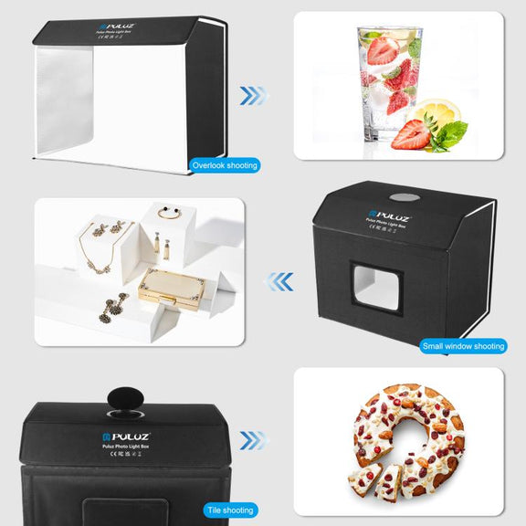 PULUZ Photo Studio Light Box Portable 60 x 40cm Cuboid Photography Studio Tent Kit with 4 Color Backdrops (US Plug)