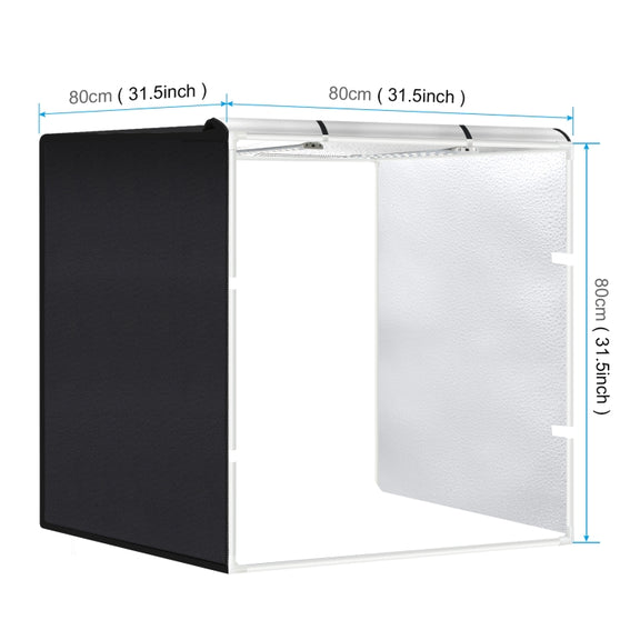 PULUZ 80cm Folding Portable 72W White Light Photo Lighting Studio Shooting Tent Box Kit with 3 Colors Black / White / Orange Backdrops(UK Plug)