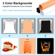 PULUZ 80cm Folding Portable 72W White Light Photo Lighting Studio Shooting Tent Box Kit with 3 Colors Black / White / Orange Backdrops(UK Plug)