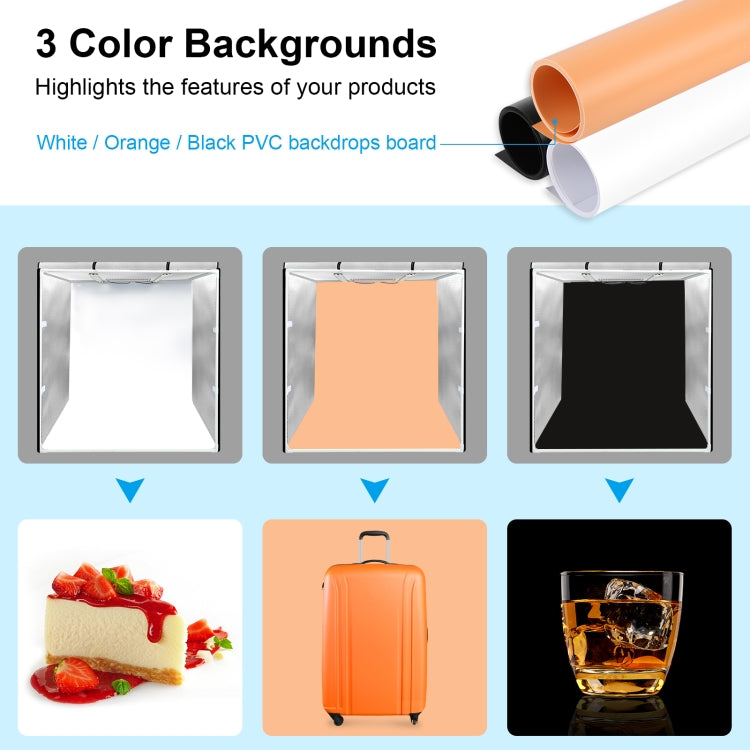 PULUZ 80cm Folding Portable 72W White Light Photo Lighting Studio Shooting Tent Box Kit with 3 Colors Black / White / Orange Backdrops(UK Plug)