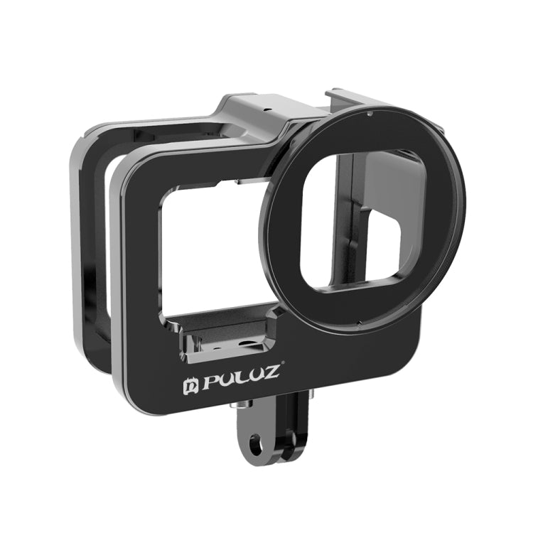 PULUZ for GoPro HERO13 Black /12 Black /11 Black /10 Black /9 Black Thicken Housing Shell CNC Aluminum Alloy Protective Cage with Insurance Frame & 52mm UV Lens(Black) - free shipping - PMC TechLife - Order now!