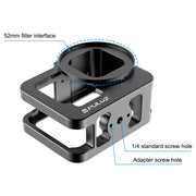 PULUZ for GoPro HERO13 Black /12 Black /11 Black /10 Black /9 Black Thicken Housing Shell CNC Aluminum Alloy Protective Cage with Insurance Frame & 52mm UV Lens(Black)