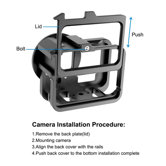 PULUZ for GoPro HERO13 Black /12 Black /11 Black /10 Black /9 Black Thicken Housing Shell CNC Aluminum Alloy Protective Cage with Insurance Frame & 52mm UV Lens(Black)