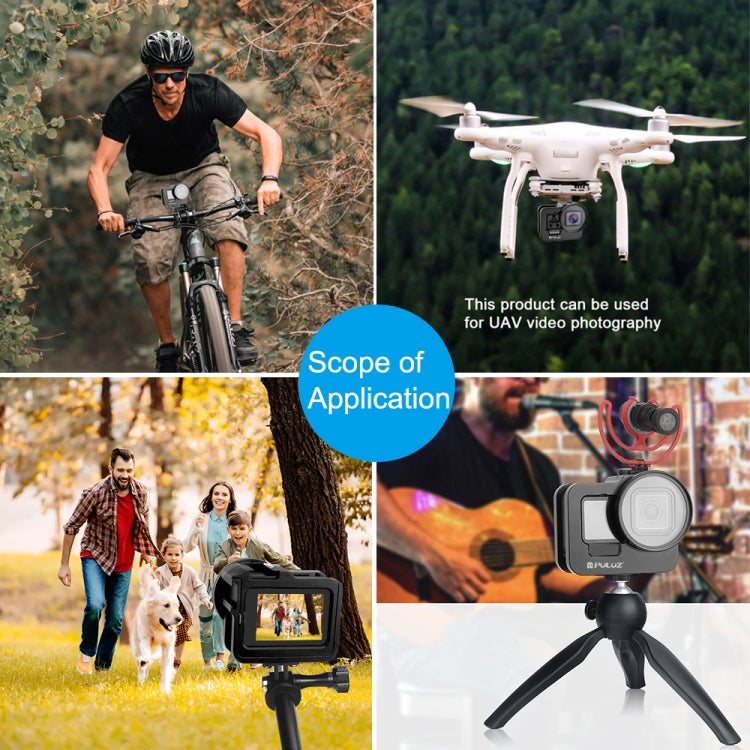 PULUZ for GoPro HERO13 Black /12 Black /11 Black /10 Black /9 Black Thicken Housing Shell CNC Aluminum Alloy Protective Cage with Insurance Frame & 52mm UV Lens(Black) - free shipping - PMC TechLife - Order now!