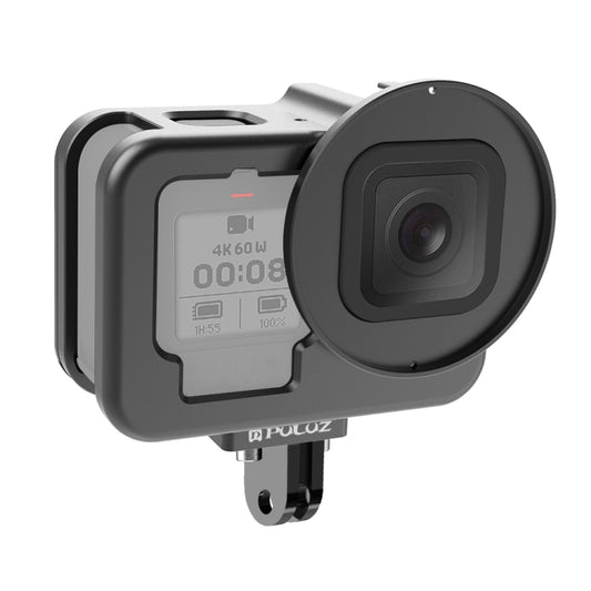 For GoPro HERO13 Black /12 Black /11 Black /10 Black /9 Black PULUZ Thin Housing Shell CNC Aluminum Alloy Protective Cage with Insurance Frame & 52mm UV Lens(Black) - free shipping - PMC Jewellery - Order now!