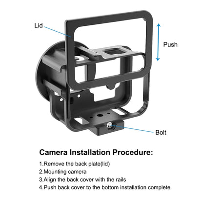 For GoPro HERO13 Black /12 Black /11 Black /10 Black /9 Black PULUZ Thin Housing Shell CNC Aluminum Alloy Protective Cage with Insurance Frame & 52mm UV Lens(Black) - free shipping - PMC Jewellery - Order now!