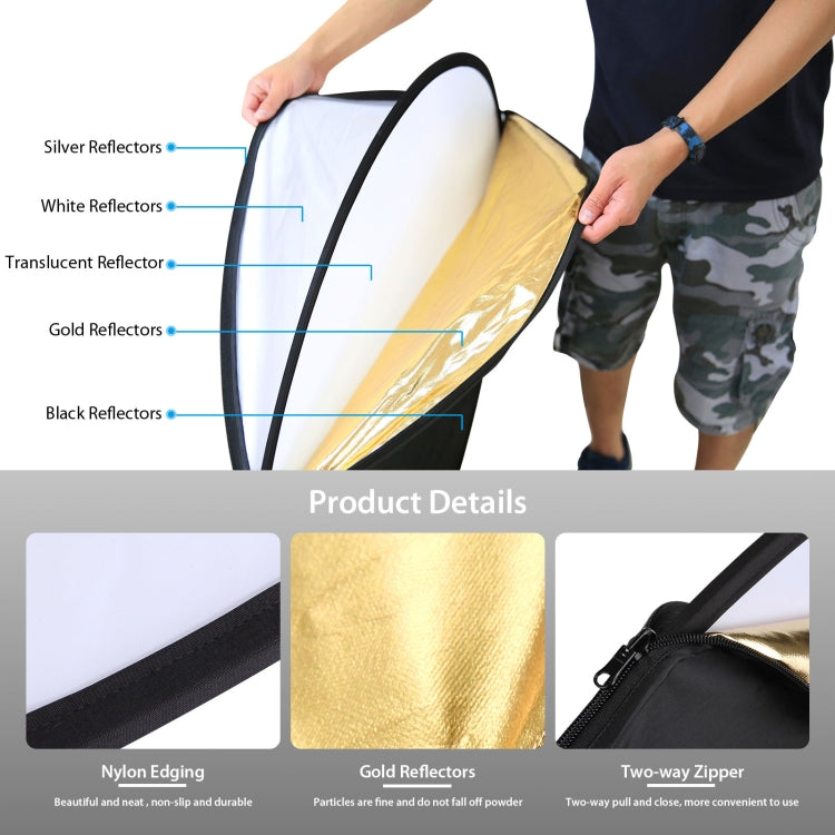 PULUZ 110cm 5 in 1 (Silver / Translucent / Gold / White / Black) Folding Photo Studio Reflector Board -  by PULUZ | Online Shopping South Africa | PMC Jewellery | Buy Now Pay Later Mobicred