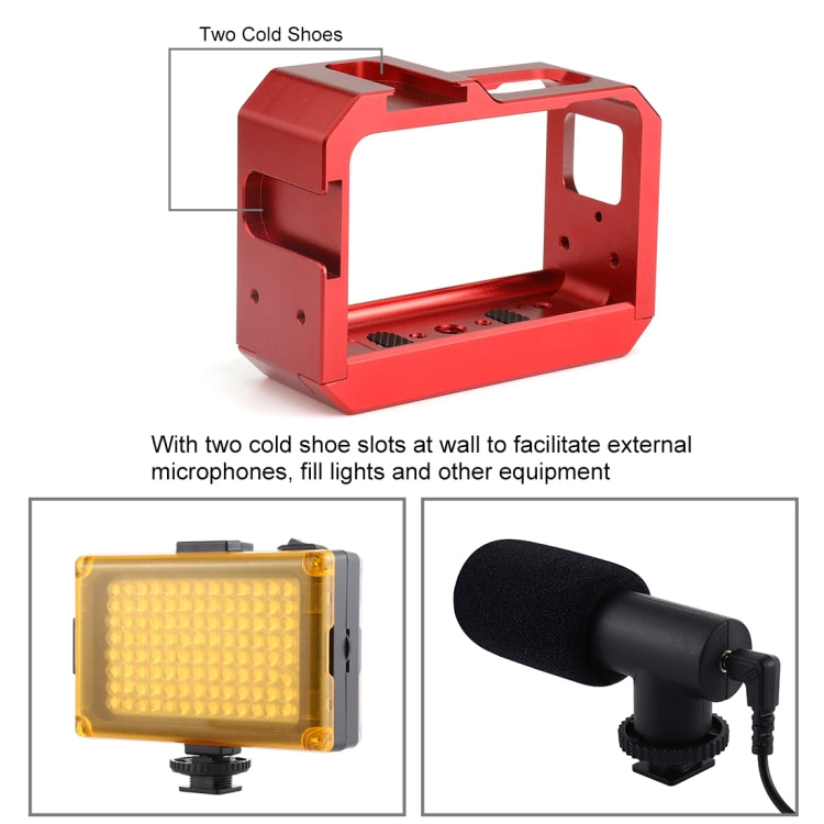 PULUZ Aluminum alloy Frame Mount Protective Case Cage with Cold Shoe Base Slot & Tripod Base Adapter for Insta360 One R(Red) - Mount & Holder by PULUZ | Online Shopping South Africa | PMC TechLife | Buy Now Pay Later Mobicred
