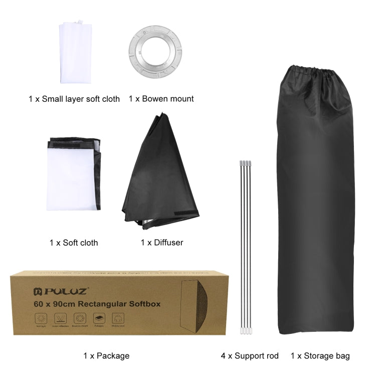 PULUZ Rectangle Speedlite Softbox Bowens Mount Diffuser - free shipping - PMC Jewellery - Order now!