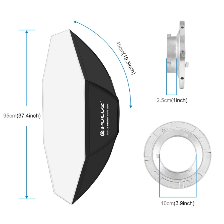 PULUZ 95cm Speedlite Flash Octagon Parabolic Softbox Bowens Mount Diffuser -  by PULUZ | Online Shopping South Africa | PMC Jewellery | Buy Now Pay Later Mobicred