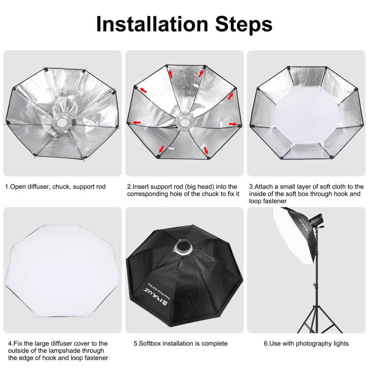 PULUZ 95cm Speedlite Flash Octagon Parabolic Softbox Bowens Mount Diffuser