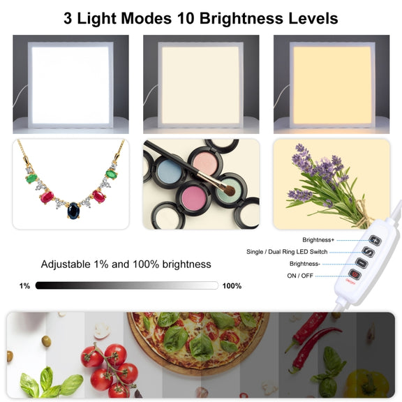 PULUZ 1000LM LED Acrylic No Polar Dimming Shadowless Light Pad with Switch for 40cm Photo Studio Box(UK Plug)