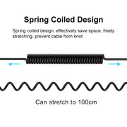 PULUZ 3.5mm TRRS Male to Type-C / USB-C Male Live Microphone Audio Adapter Spring Coiled Cable for Samsung, Huawei and Smartphones, Cable Stretching to 100cm(Black)