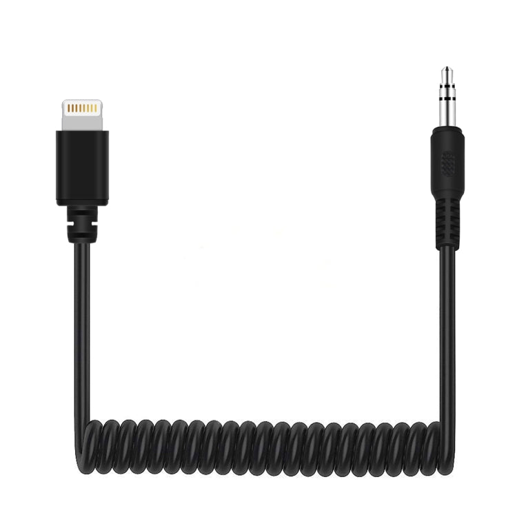 PULUZ 3.5mm TRRS Male to 8 Pin Male Live Microphone Audio Adapter Spring Coiled Cable for iPhone, Cable Stretching to 100cm(Black) - free shipping - PMC Jewellery - Order now!