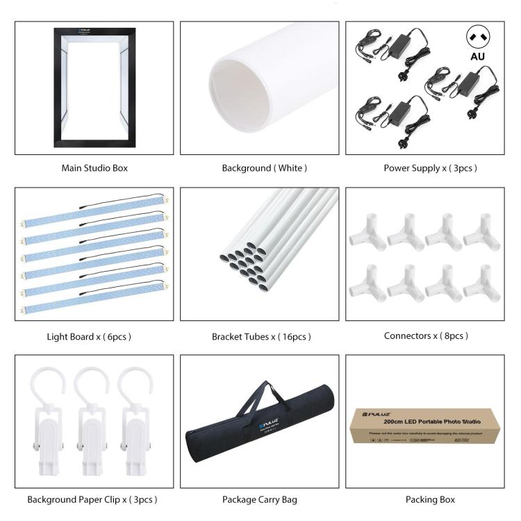PULUZ 2m 240W 5500K Photo Light Studio Box Kit for Clothes / Adult Model Portrait(AU Plug)