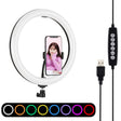 PULUZ 11.8 inch 30cm Curved Surface USB 10 Modes 8 Colors RGBW Dimmable LED Ring Vlogging Photography Video Lights with Tripod Ball Head & Phone Clamp(Black) - Ring Light by PULUZ | Online Shopping South Africa | PMC TechLife | Buy Now Pay Later Mobicred