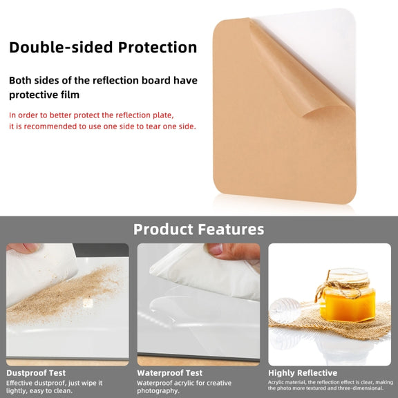 PULUZ 39cm Photography Acrylic Reflective Display Table Background Board(White)