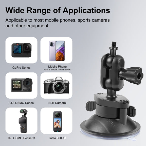 PULUZ 1/4 inch Magic Arm Suction Cup Mount (Black)