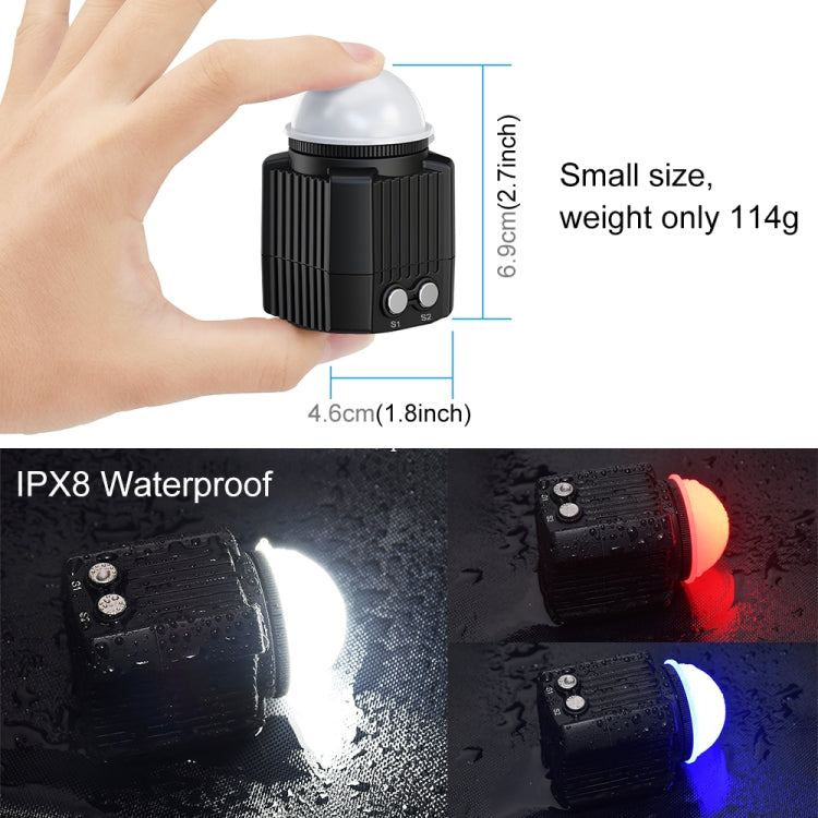 PULUZ 60m Underwater LED Photography Fill Light 7.4V/1100mAh Diving Light for GoPro, Insta360, DJI and Other Action Cameras(Black) - free shipping - PMC Jewellery - Order now!