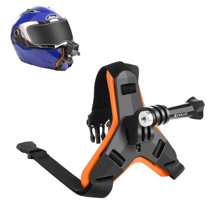PULUZ Motorcycle Helmet Chin Strap Mount for GoPro, DJI Osmo Action and Other Action Cameras(Orange) - Helmet Mount by PULUZ | Online Shopping South Africa | PMC TechLife | Buy Now Pay Later Mobicred