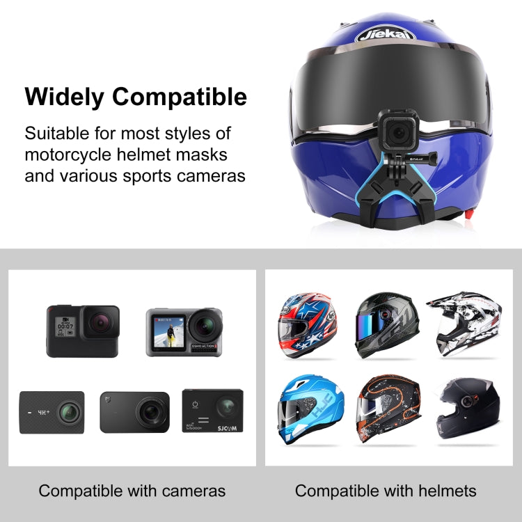 PULUZ Motorcycle Helmet Chin Strap Mount for GoPro, DJI Osmo Action and Other Action Cameras(Blue) - Helmet Mount by PULUZ | Online Shopping South Africa | PMC TechLife | Buy Now Pay Later Mobicred