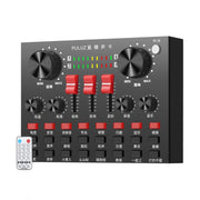 PULUZ Live Broadcasting Sound Card Bluetooth Karaoke Singing Recording Sound Mixer for Mobile Phone / Computer / Laptop / Tablet PC, Chinese Version(Black)