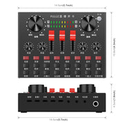 PULUZ Live Broadcasting Sound Card Bluetooth Karaoke Singing Recording Sound Mixer for Mobile Phone / Computer / Laptop / Tablet PC, Chinese Version(Black)